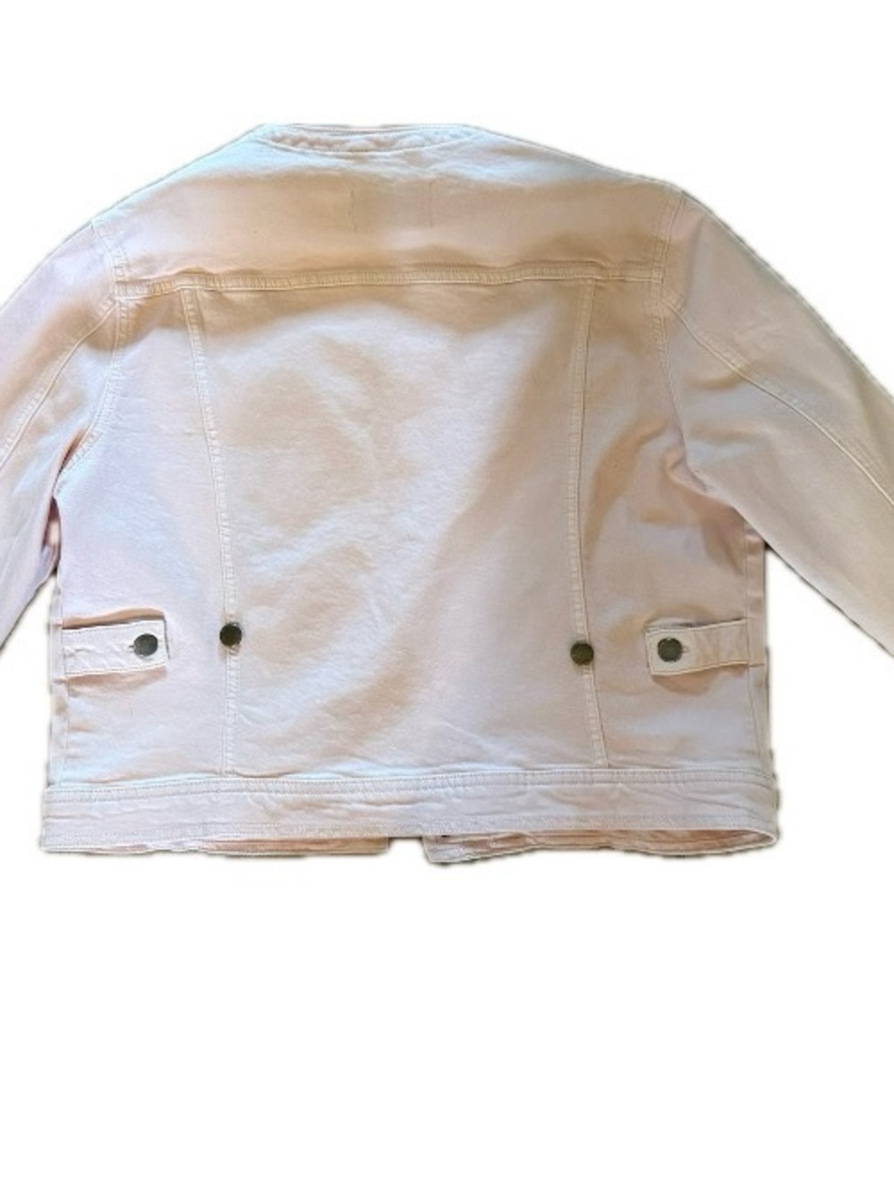 Rebecca Minkoff Blush Pink Collarless Denim Jacket- Size L- Like new - Picture 2 of 8